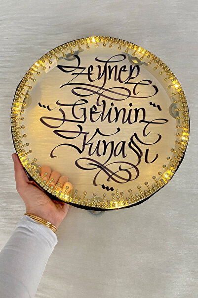 ZEYMERADE Gold Ledli Gelin Tefi 32cm, Parlak Sultan Taş Süslemeli Def, Düğün ...