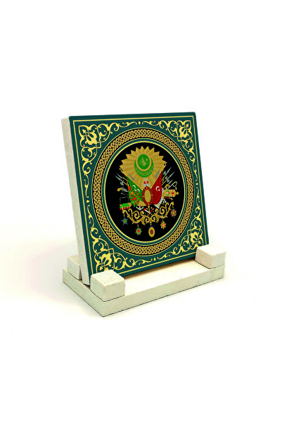 Sadrazam طاولة حجرية مطبوعة بشعار العثمانيين 10x10 KRT-86