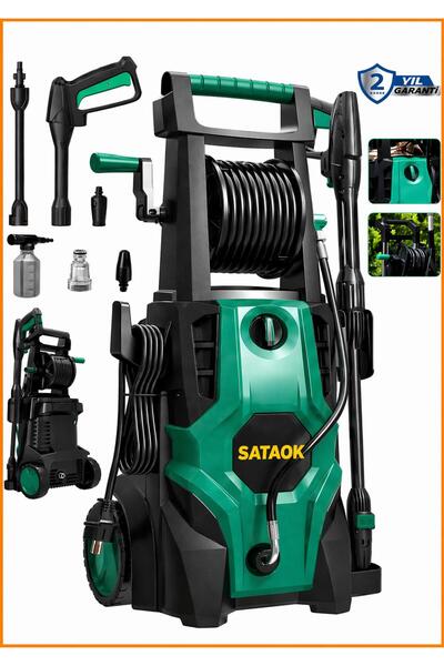 Sataok ULTRA GÜÇLÜ 180 BAR İNDİKSİYON MOTORLU ELEKTİRİKLİ ARAÇ YIKAMA oto yık...