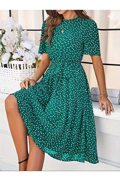 DRESSIFY WOMEN’S FASHION Γυναικείο κοντομάνικο φόρεμα με λαιμόκοψη ποδηλατικο...