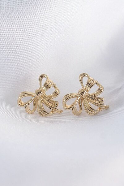 norsary Brass Gold Color Bow Earrings