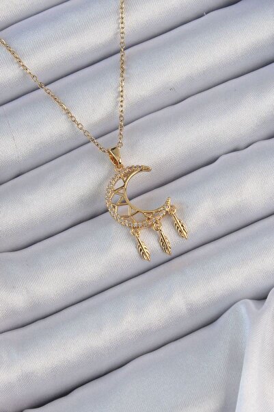 norsary 316L Steel Chain Gold Color Embroidered Zircon Stone Moon Necklace