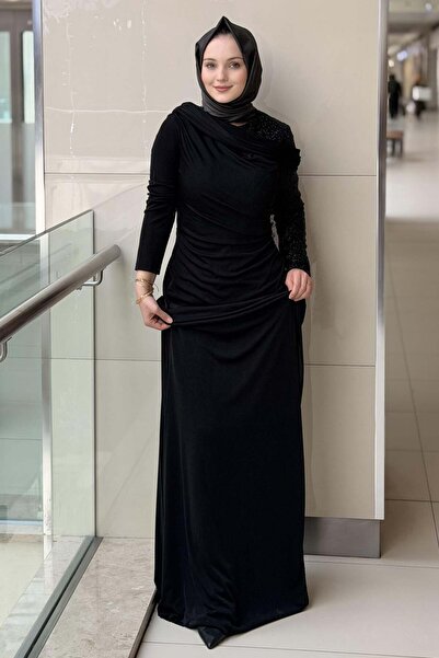 Mahal Fashion Night Pırıltı Boncuk İşleme Detaylı Abiye Elbise
