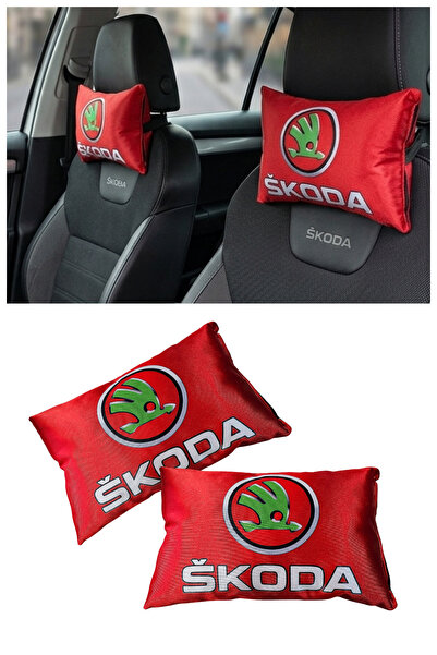 TUSBA MARKET Skoda Compatible Red Car Seat Neck Pillow |   Digital Printed Se...