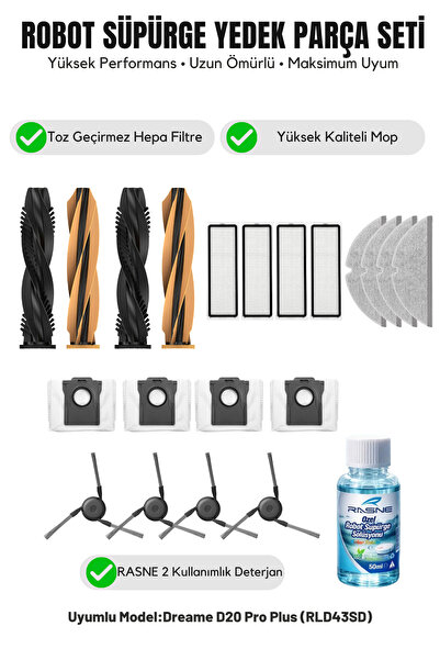 Asgard Grup Dreame D20 Pro Plus (RLD43SD) Compatibil cu 2 perii principale, 4...