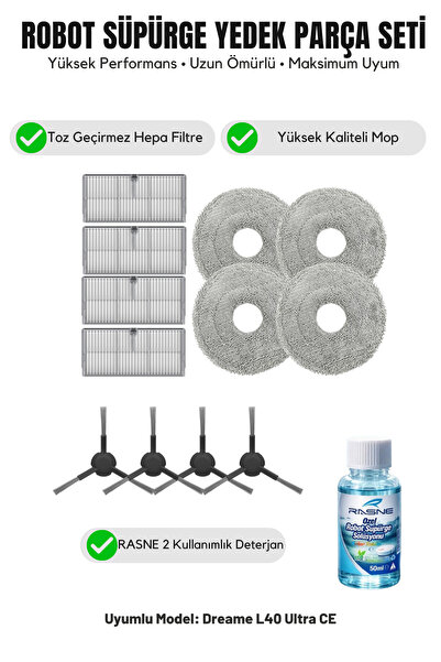 Asgard Grup Dreame L40 Ultra CE Συμβατό με 4 πλευρικές βούρτσες, 4 φίλτρα, 4 ...