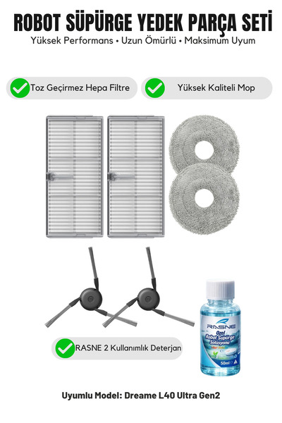 Asgard Grup Dreame L40 Ultra Gen2 Συμβατό με 2 πλευρικές βούρτσες, 2 φίλτρα, ...