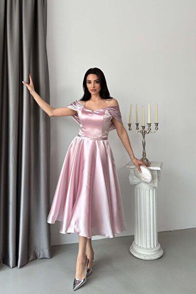 Serica Moda Φόρεμα οργάντζα μίντι με λεπτομέρεια ζώνης στο χαμηλό μέρος του μ...