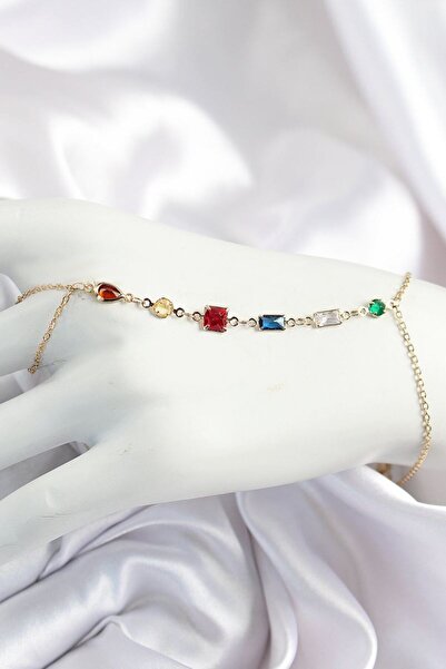 norsary Brass Colored Zircon Stone Y Model Gold Color Women's Shahmeran