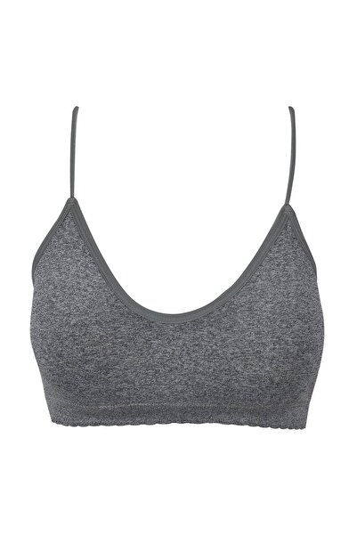 Zâna Casei Γυναικείο Μπούστο χωρίς στρίφωμα με λεπτές τιράντες σε Γκρι Μελανζ...