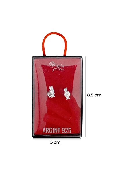 Flippy Γυναικεία Ασημένια Σκουλαρίκια 925, Jolie, Μοντέλο με 3 Πέτρες σε σχήμ...