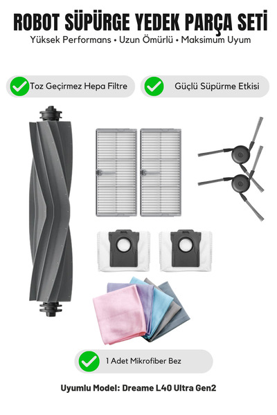 Asgard Grup Συμβατό με Dreame L40 Ultra Gen2: 1 κύρια βούρτσα, 2 πλαϊνές βούρ...