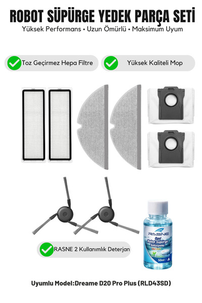 Asgard Grup Dreame D20 Pro Plus (RLD43SD) Compatibil cu 2 perii laterale, 2 f...