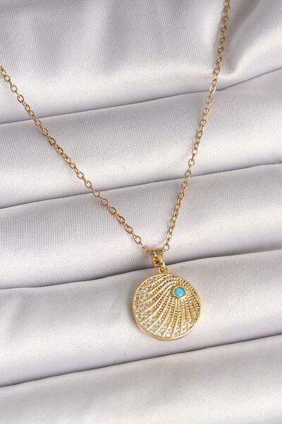 norsary 316L Steel Gold Color Chain Zircon Stone Embroidered Blue Stone Detai...