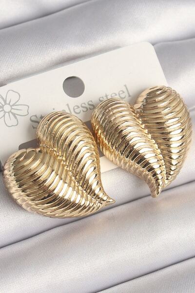 norsary Brass Gold Color Embroidered Bomb Heart Model Women's Earrings