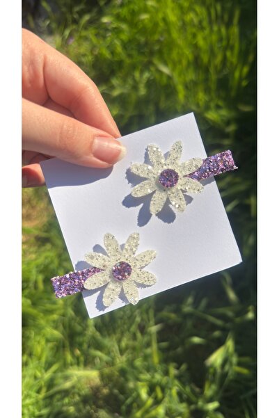 Toka Perisi Λιλά Κλιπ Μαλλιών με Γκλίτερ Μαργαρίτα, Σετ 2 τεμαχίων