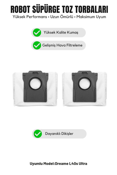 Asgard Grup Συμβατή με Dreame L40s Ultra, σακούλα σκόνης 2 τεμαχίων