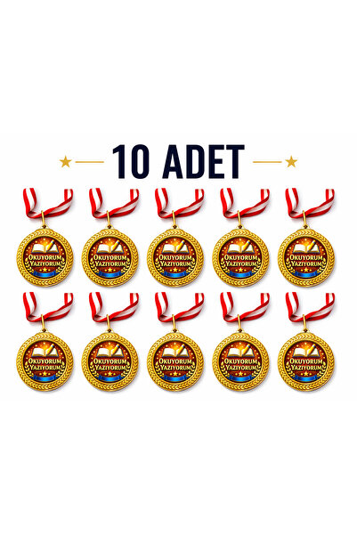 HiperAD Reklam OKUYORUM YAZIYORUM ALTIN Madalya Metal | Ödül Madalyası ilkoku...