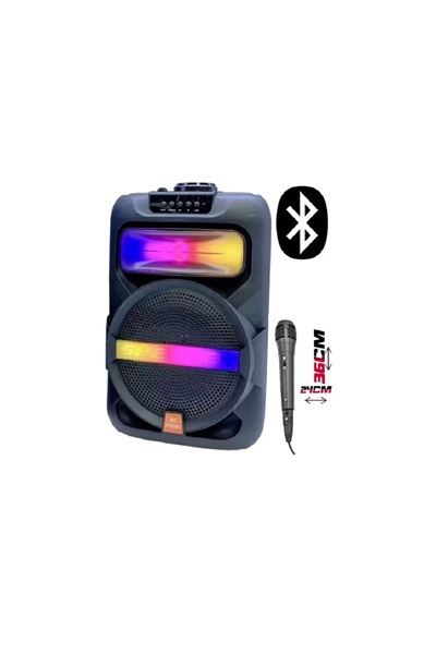 Midcom PL-4361 BT USB SD AUX 8 İNÇ Mikrofonlu Anfi Yüksek SES Taşınabilir RGB...