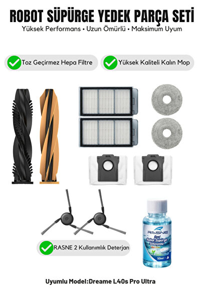 Asgard Grup Dreame L40s Pro Ultra Compatibil: 1 perie principală, 2 perii lat...