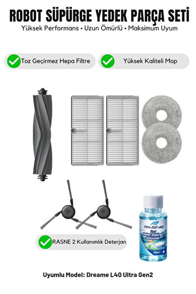 Asgard Grup Dreame L40 Ultra Gen2 Συμβατό με 1 κύρια βούρτσα, 2 πλαϊνές βούρτ...
