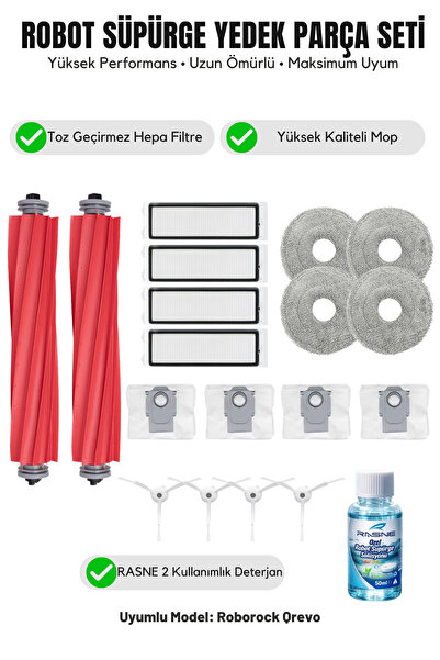 Asgard Grup Compatibil cu Roborock Qrevo 2 perii principale 4 perii laterale ...