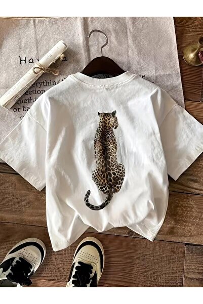 Oksit Υπερμεγέθη γυναικεία μπλουζάκια από βαμβάκι με λεοπάρ στάμπα στην πλάτη...