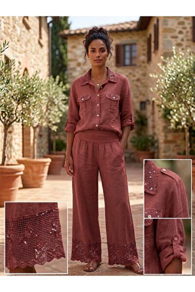 Rabiossa Women's Elegant Imported Linen Suit