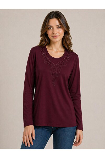 BAGİSTA BUTİK ΜΠΛΟΥΖΑ ANNE BİSİKLET με λεπτομέρεια κέντημα στο λαιμό