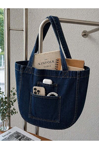 lamelif Women's Anton Double Pocket Velcro Bag Dark Blue