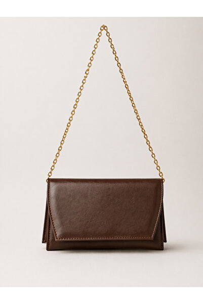 Madamra Καφέ τσάντα με δερμάτινη όψη και λουράκι αλυσίδας, γυναικεία τσάντα χ...