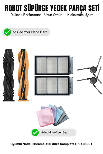 Asgard Grup Dreame X50 Ultra Complete (Rlx85Ce) Compatible 1 Main Brush 2 Sid...