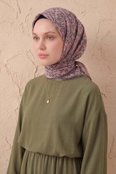 Silk Home Μαλακό Κασκόλ Σάλι με Μοτίβο Ροζ Απόχρωσης 90x90