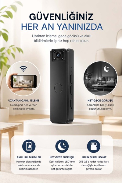 FaroxTech Akıllı Mini Güvenlik Kamerası – WiFi Canlı İzleme, Gece Görüş ve Ha...