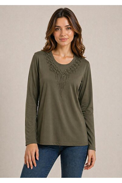 BAGİSTA BUTİK ΜΠΛΟΥΖΑ ANNE BİSİKLET με λεπτομέρεια κέντημα στο λαιμό