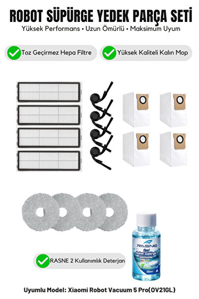 Asgard Grup Robot Vacuum 5 Pro (OV21GL) Compatibil cu 4 perii laterale, 4 fil...
