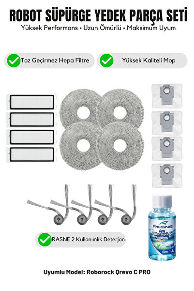 Asgard Grup Roborock Qrevo C PRO Συμβατό με 4 πλευρικές βούρτσες, 4 φίλτρα, 4...