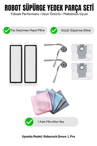 Asgard Grup Roborock Qrevo L Pro Συμβατό με 2 πλαϊνές βούρτσες 2 φίλτρα 2 σακ...