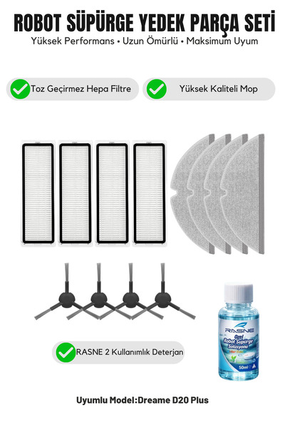 Asgard Grup Dreame D20 Plus kompatibilan 4 bočne četke 4 filtera 4 krpe 1 det...