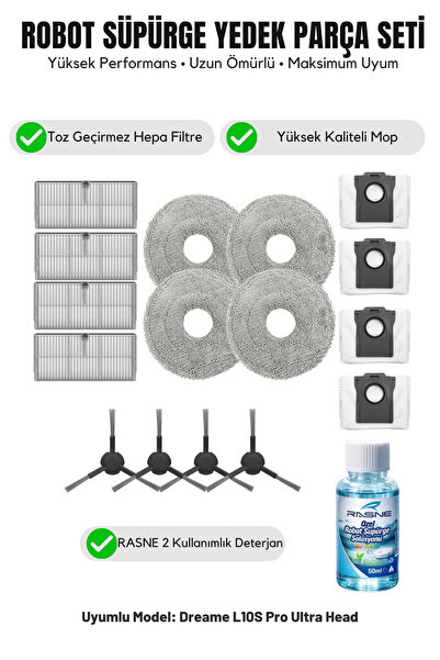 Asgard Grup Συμβατή κεφαλή Dreame L10S Pro Ultra, 4 πλαϊνές βούρτσες, 4 φίλτρ...