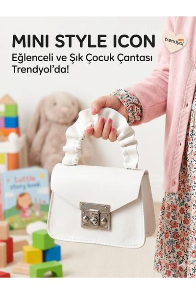 VELORYA Fırfır Detaylı Kız Çocuk El Ve Omuz Çantası - Şık Tasarım- Beyaz, Mor...