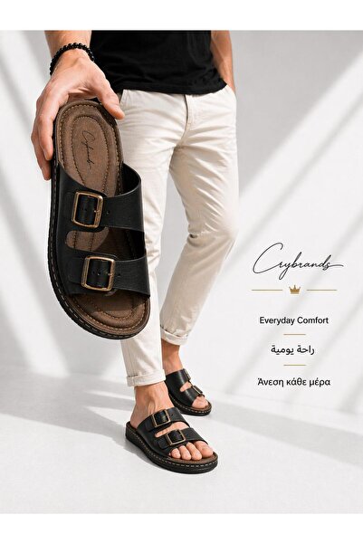 crybrands 900-2 Ανδρικές παντόφλες με ανατομικό δερμάτινο εσωτερικό πάτο