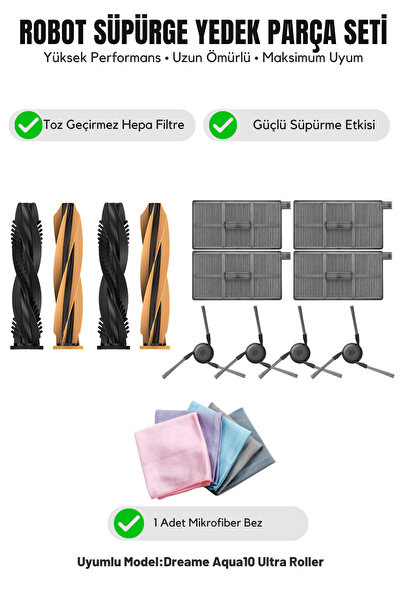 Asgard Grup Συμβατό με Dreame Aqua10 Ultra Roller: 2 κύριες βούρτσες, 4 πλαϊν...