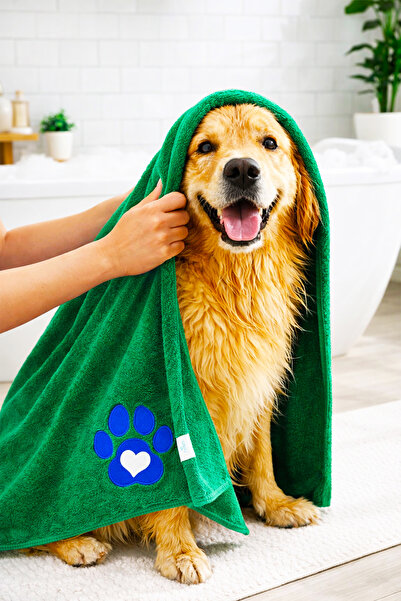 AXXO Dog Towel Green 100X60 cm Microfiber |   Ultra Absorbent Quick Drying Pe...