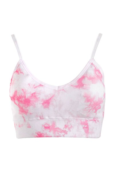 Zâna Casei Γυναικείο Λευκό-Ροζ Tie-Dye Ριμπ Τοπ Αθλητικό, για Συνδυασμούς, με...