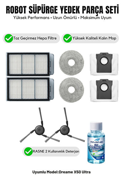 Asgard Grup Compatibil cu Dreame X50 Ultra: 2 perii laterale, 2 filtre, 2 mop...