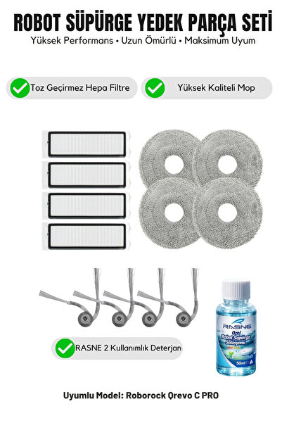 Asgard Grup Roborock Qrevo C PRO Συμβατό με 4 πλευρικές βούρτσες, 4 φίλτρα, 4...