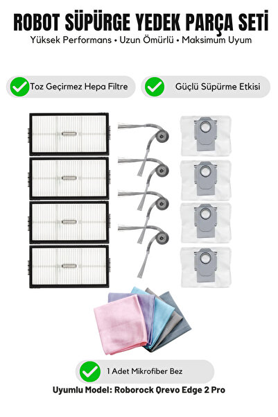 Asgard Grup Roborock Qrevo Edge 2 Pro Συμβατό με 4 πλαϊνές βούρτσες 4 φίλτρα ...