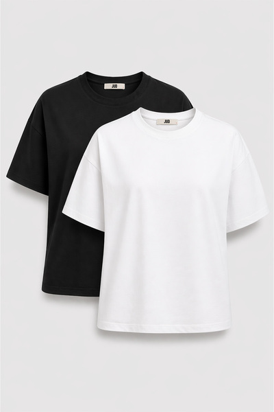 JUD Emilia 80002-1 Oversize Γυναικείο Βασικό T-Shirt 2 τεμαχίων