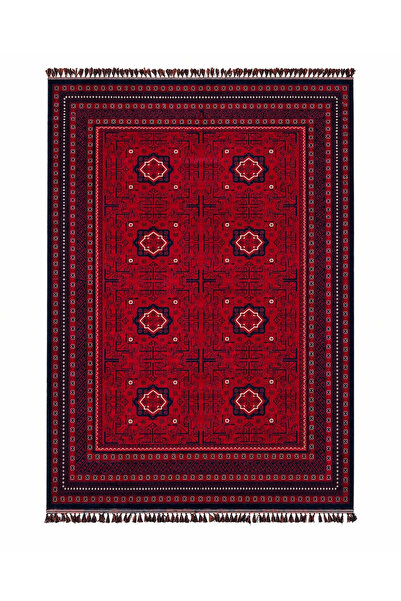 RAVZA HOME Afgan Türkmen Otantik Desenli Bordo Dokuma Salon Ve Oturma Odası H...